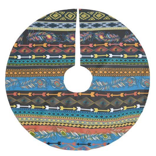 エスニックの羽：刺繍ボホシック ブラッシュドポリエステルツリースカート (正面)