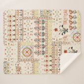 エスニックの花とシームレスな美しいマグカルフローラ シェルパブランケット (正面(横))