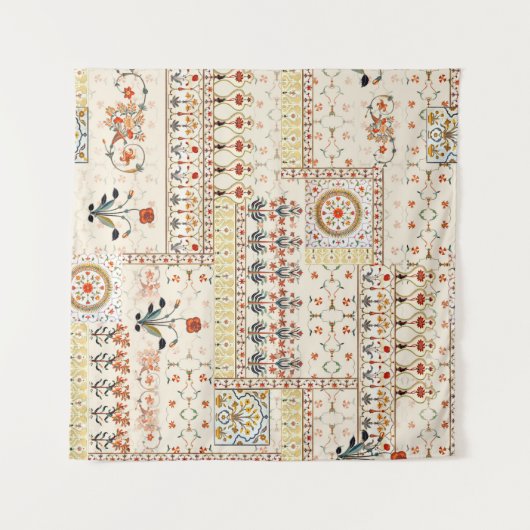 エスニックの花とシームレスな美しいマグカルフローラ タペストリー (正面(横))