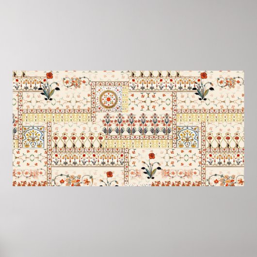 エスニックの花とシームレスな美しいマグカルフローラ ポスター (正面)