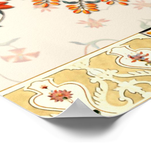 エスニックの花とシームレスな美しいマグカルフローラ ポスター (角)