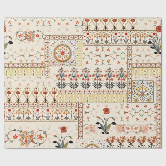 エスニックの花とシームレスな美しいマグカルフローラ ラッピングペーパー (フラット)