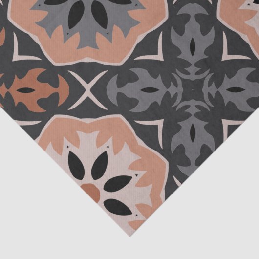 エスニックの部族のグレーコーヒートーンの切り離し 薄葉紙 (詳細)