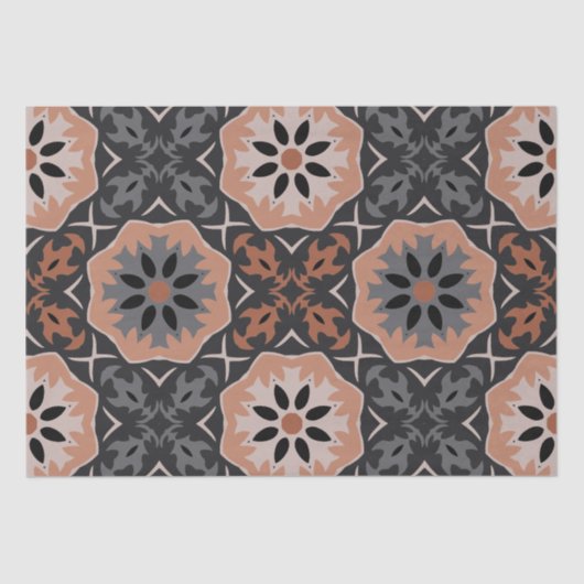 エスニックの部族のグレーコーヒートーンの切り離し 薄葉紙 (正面)