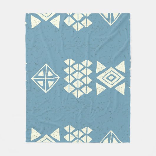 エスニックアステカ：青い幾何学的シームレス。 フリースブランケット (正面)
