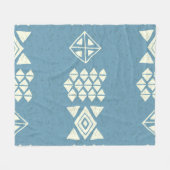エスニックアステカ：青い幾何学的シームレス。 フリースブランケット (正面(横))