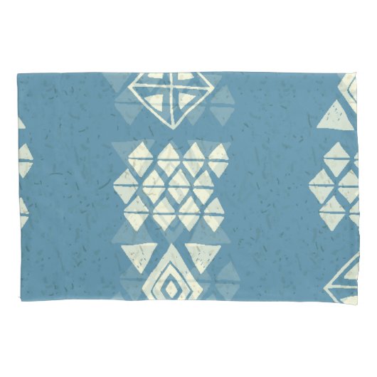 エスニックアステカ：青い幾何学的シームレス。 枕カバー (正面)