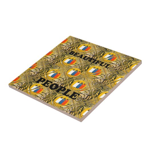 エスニックアフリカアートデザインプリント:美しい人々 タイル (側面)