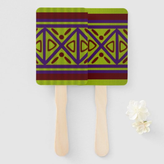 エスニックアフリカニットスタイルデザイン ハンドファン (正面&裏面)