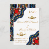 エスニックアフリカン ダシキレース ウェディングパーティーカード 出欠カード (正面/裏面)