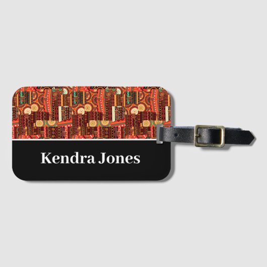 エスニックアフロセントリック ケンテ トライバル パターン  スーツケース ラゲッジタグ (正面横)