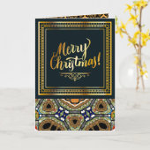 エスニックインスパイアパターンのクリスマスカード カード (黄色い花)