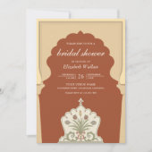 エスニックインディアンアイボリーアーチテラコッタブライダルシャワー 招待状 (正面)