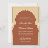 エスニックインディアンアイボリーアーチテラコッタ結婚ズ 招待状 (正面)