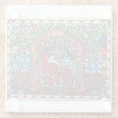 エスニックインディアンマドゥバニスタイルブライドコースター ガラスコースター (裏面)