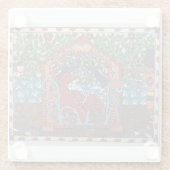 エスニックインディアンマドゥバニスタイルブライドコースター ガラスコースター (裏面)