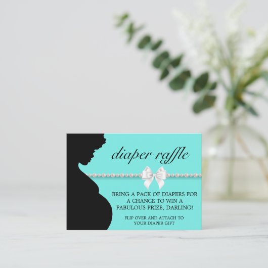 エスニックエレガントティファニーおむつラッフルベビーシャワー エンクロージャーカード (スタンド正面)