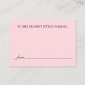 エスニックエレガントティファニーGlamブックピンク赤ちゃんシャワー エンクロージャーカード (裏面)