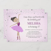 エスニックエレガントバレリナパープルガール誕生日 招待状 (正面/裏面)