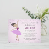 エスニックエレガントバレリナパープルガール誕生日 招待状 (スタンド正面)