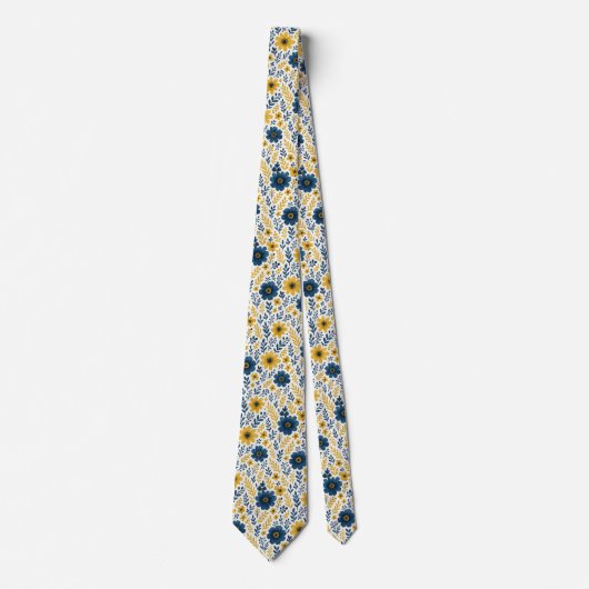 エスニックエレガント地中海のフローラアートパターン ネクタイ (正面)