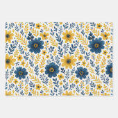 エスニックエレガント地中海のフローラアートパターン ラッピングペーパーシート (正面)