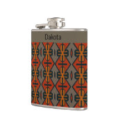 エスニックオレンジと金ゴールド部族デザイン フラスク (左)