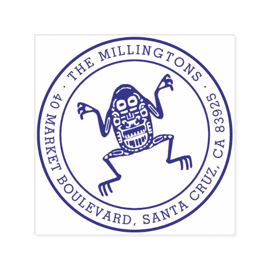 エスニックカエル |ラウンドファミリ名と差出人住所 セルフインキングスタンプ (デザイン)