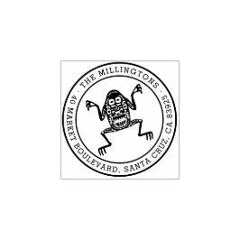 エスニックカエル |ラウンドファミリ名と差出人住所 ラバースタンプ