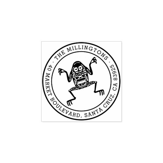 エスニックカエル |ラウンドファミリ名と差出人住所 ラバースタンプ (インプリント)