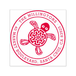 エスニックカメ |ラウンドファミリ名と差出人住所 セルフインキングスタンプ