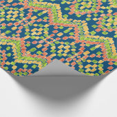 エスニックカラフルイカットパターン（青） ラッピングペーパー (角)