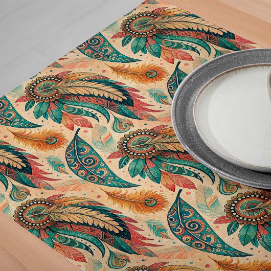 エスニックカラフルテーブルランナーと部族モチーフ ロングテーブルランナー