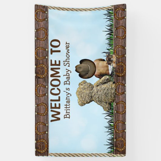 エスニックカントリーと西Lilカウボーイテディベア 横断幕 (縦)