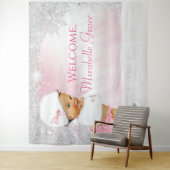 エスニックガールのウィンターワンダーランドベイビーシャワーバックドロップ タペストリー (インサイチュ)