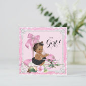 エスニックガールパールハイヒールシューベビーシャワー 招待状 (スタンド正面)