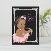 エスニックガールピンクブラックパールベビーシャワー 招待状 (スタンド正面)