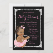 エスニックガールピンクブラックパールベビーシャワー 招待状 (裏面)