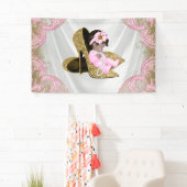 エスニックガールピンク金ゴールドハイヒールシューベビーシャワー 横断幕 (インサイチュ)