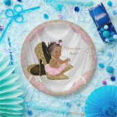 エスニックガールピンク金ゴールドハイヒールベビーシャワー ペーパープレート (パーティー)