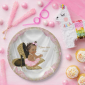 エスニックガールピンク金ゴールドハイヒールベビーシャワー ペーパープレート (パーティー)