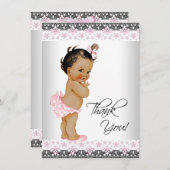 エスニックガール赤ちゃんシャワー サンキューカード (正面/裏面)