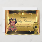 エスニックキングプリンスブラック王室の金ゴールドベビーシャワー 招待状 (正面)