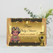 エスニックキングプリンスブラック王室の金ゴールドベビーシャワー 招待状 (スタンド正面)