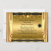 エスニックキングプリンスブラック王室の金ゴールドベビーシャワー 招待状 (裏面)