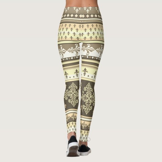 エスニッククリームアーストーンブラウンオリーブカーキ レギンス (裏面)