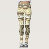 エスニッククリームアーストーンブラウンオリーブカーキ レギンス (正面)