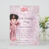 エスニックグラム誕生日ピンクシルバーウィンターワンダーランド 招待状 (スタンド正面)