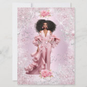 エスニックグラム誕生日ピンクシルバーウィンターワンダーランド 招待状 (裏面)