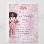 エスニックグラム誕生日ピンクシルバーウィンターワンダーランド 招待状 (正面)
